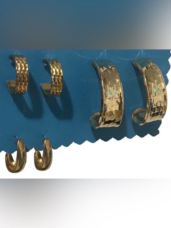 Vintage Jewelry - VINTAGE GOLD TONE EARRINGS THREE PAIRS